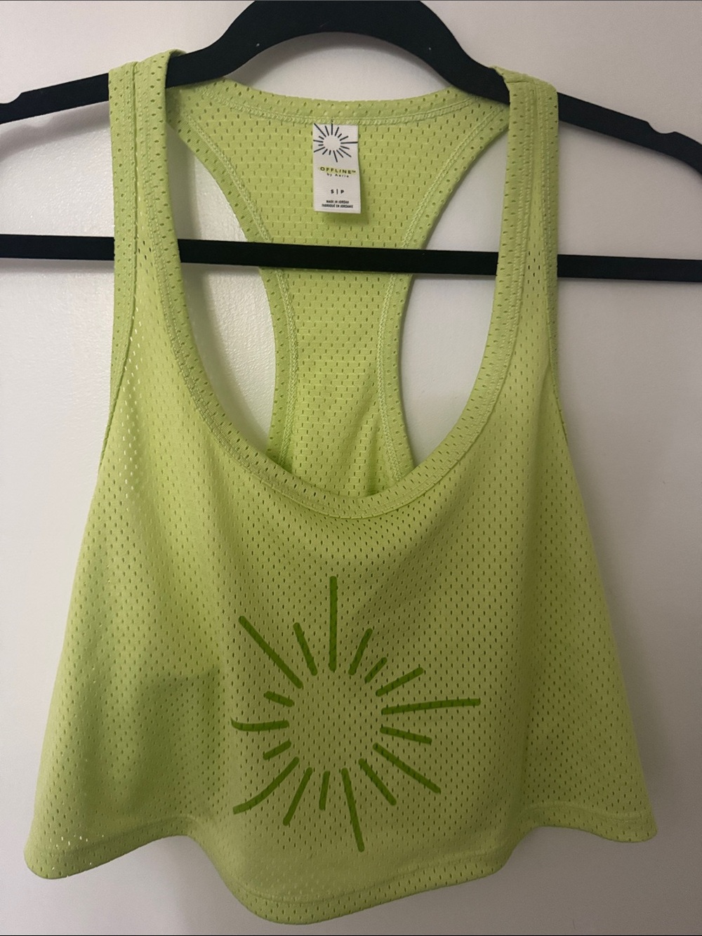 Aerie Sunrise Mesh Crop Tank Top - Lime